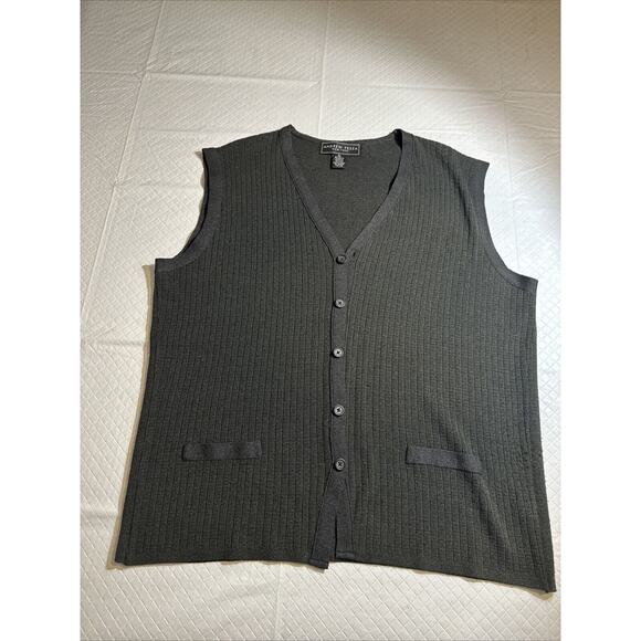 Andrew Fezza Vest‎ Mens XL Dark Gray Button Up front Grandpa Vintage Knit - Picture 1 of 9